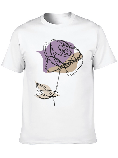 Abstract Rose and Bird Black Graphic Tee