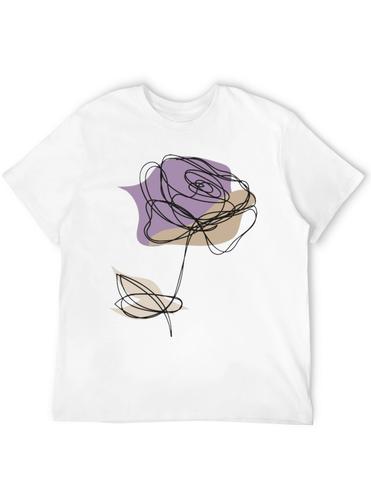 Abstract Rose and Bird Black Graphic Tee