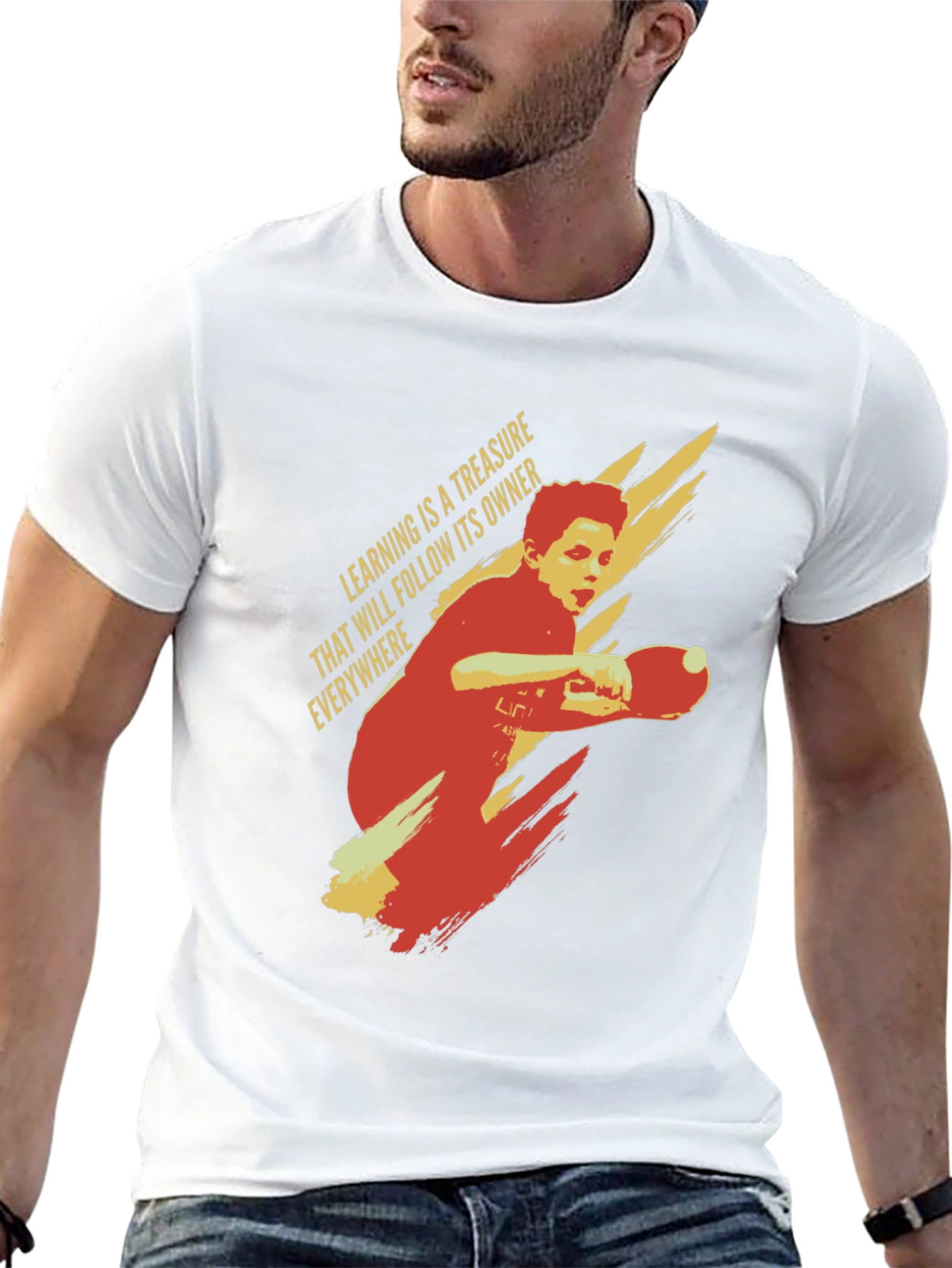 Table Tennis Player T-Shirt: Learning Treasure Graphic Tee