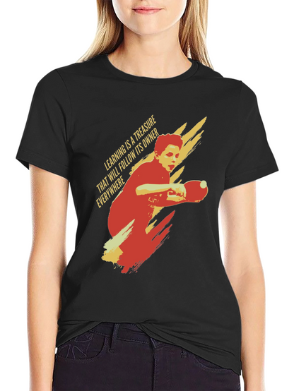 Table Tennis Player T-Shirt: Learning Treasure Graphic Tee