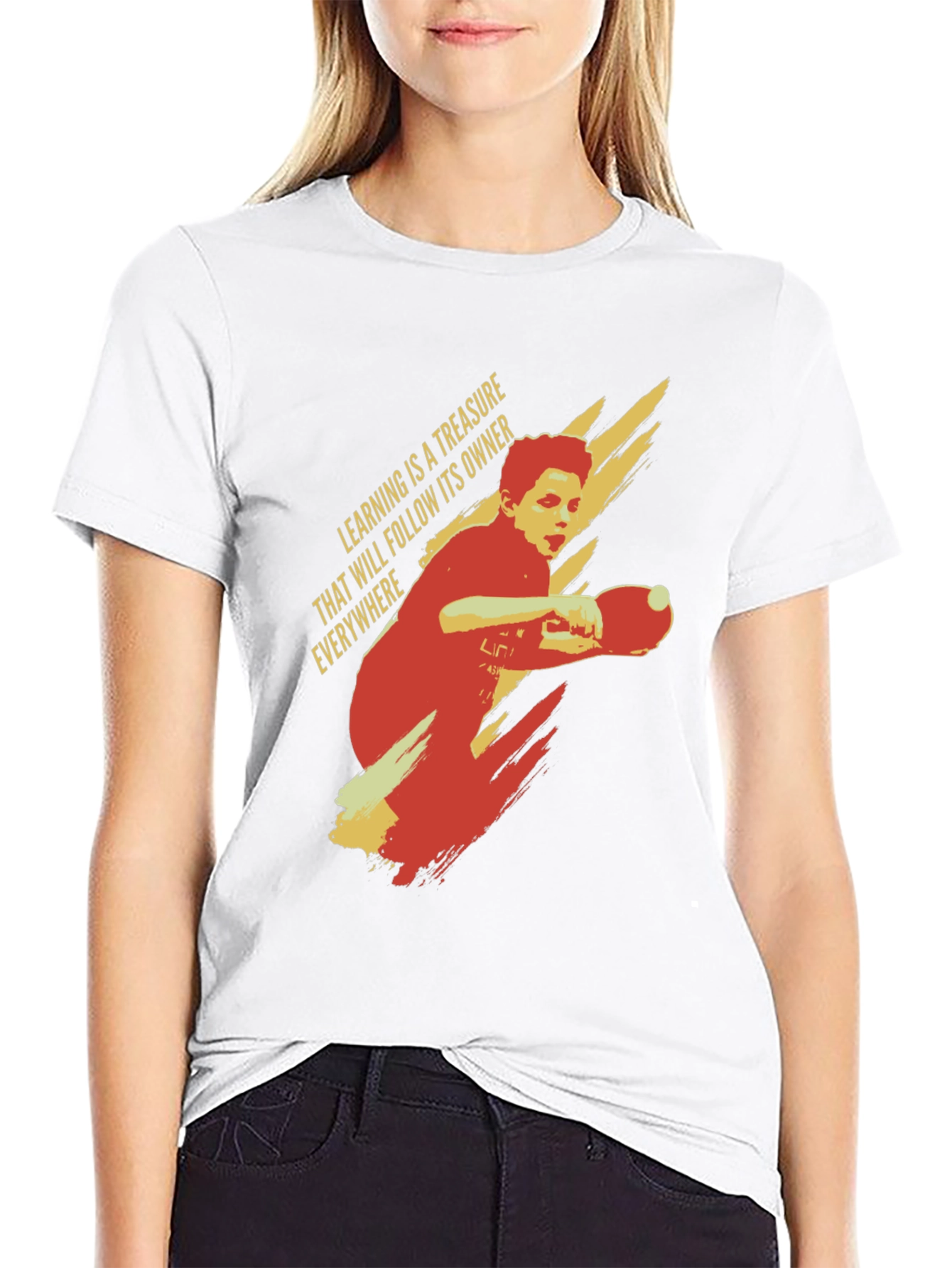 Table Tennis Player T-Shirt: Learning Treasure Graphic Tee
