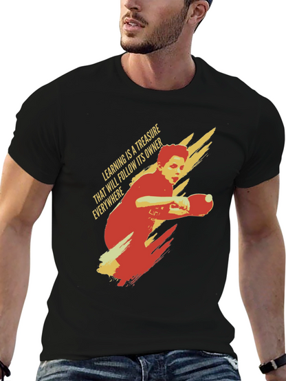 Table Tennis Player T-Shirt: Learning Treasure Graphic Tee