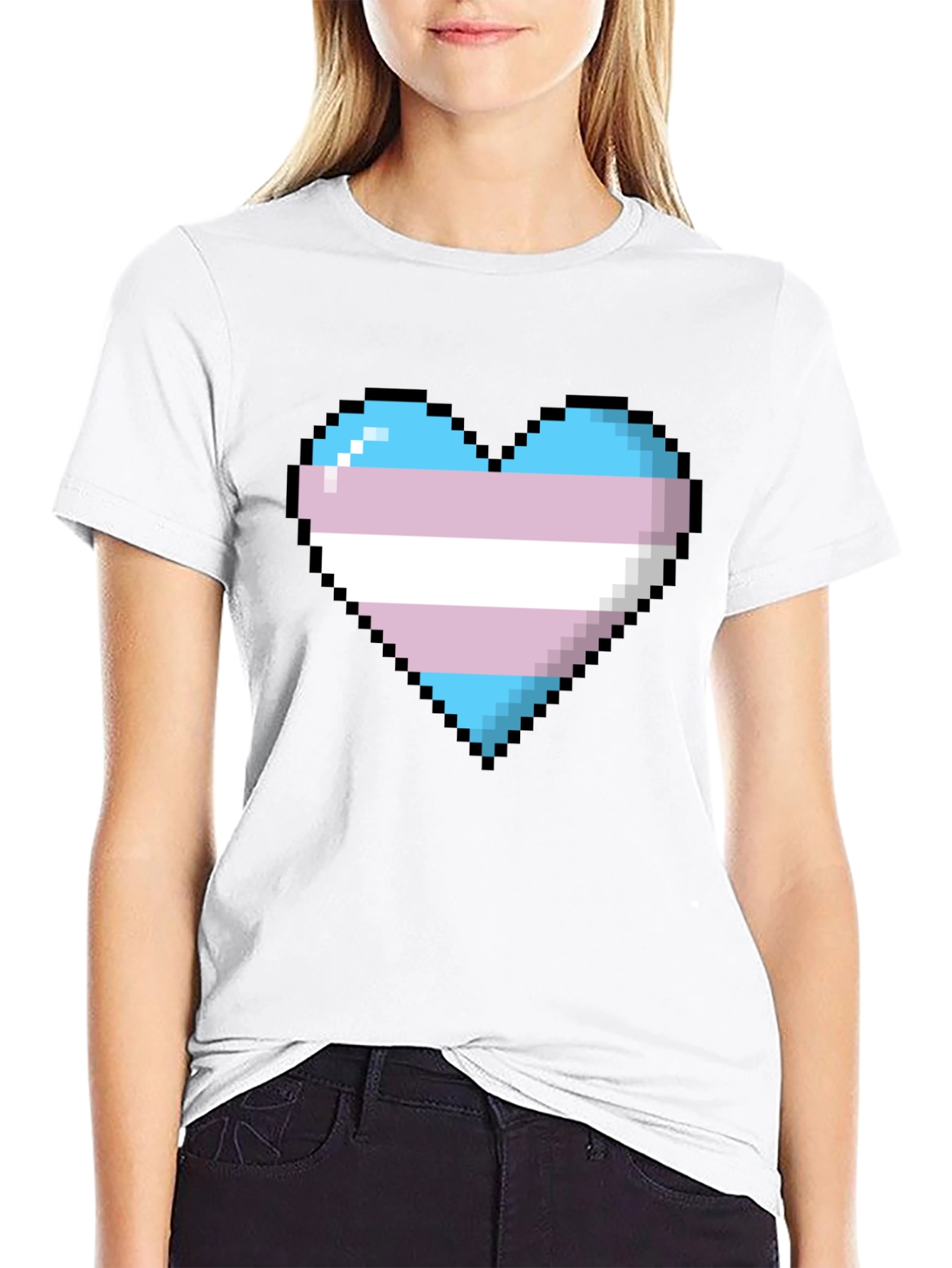 Pixel Trans Pride Heart Graphic Tee