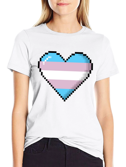 Pixel Trans Pride Heart Graphic Tee
