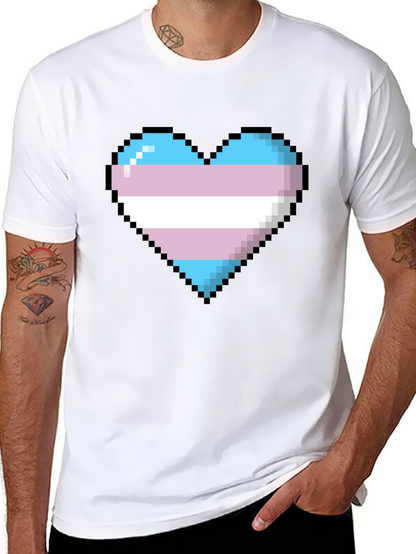 Pixel Trans Pride Heart Graphic Tee