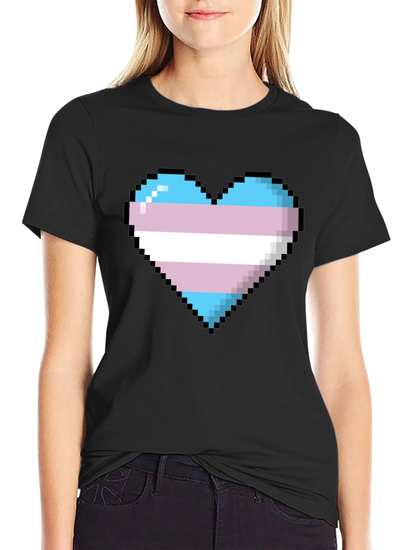 Pixel Trans Pride Heart Graphic Tee