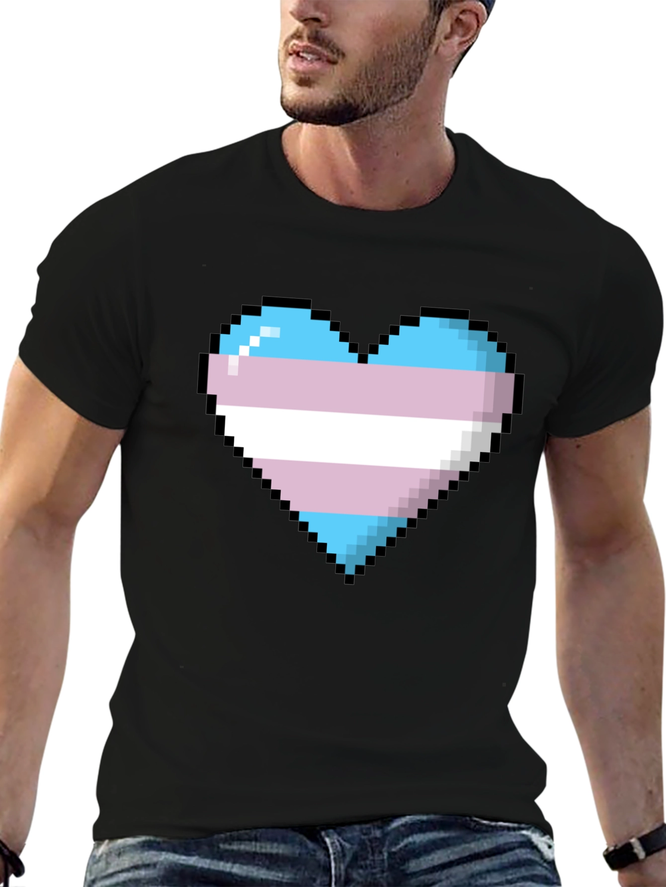Pixel Trans Pride Heart Graphic Tee