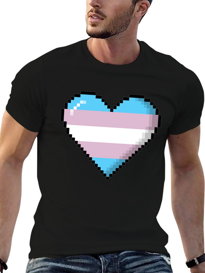 Pixel Trans Pride Heart Graphic Tee