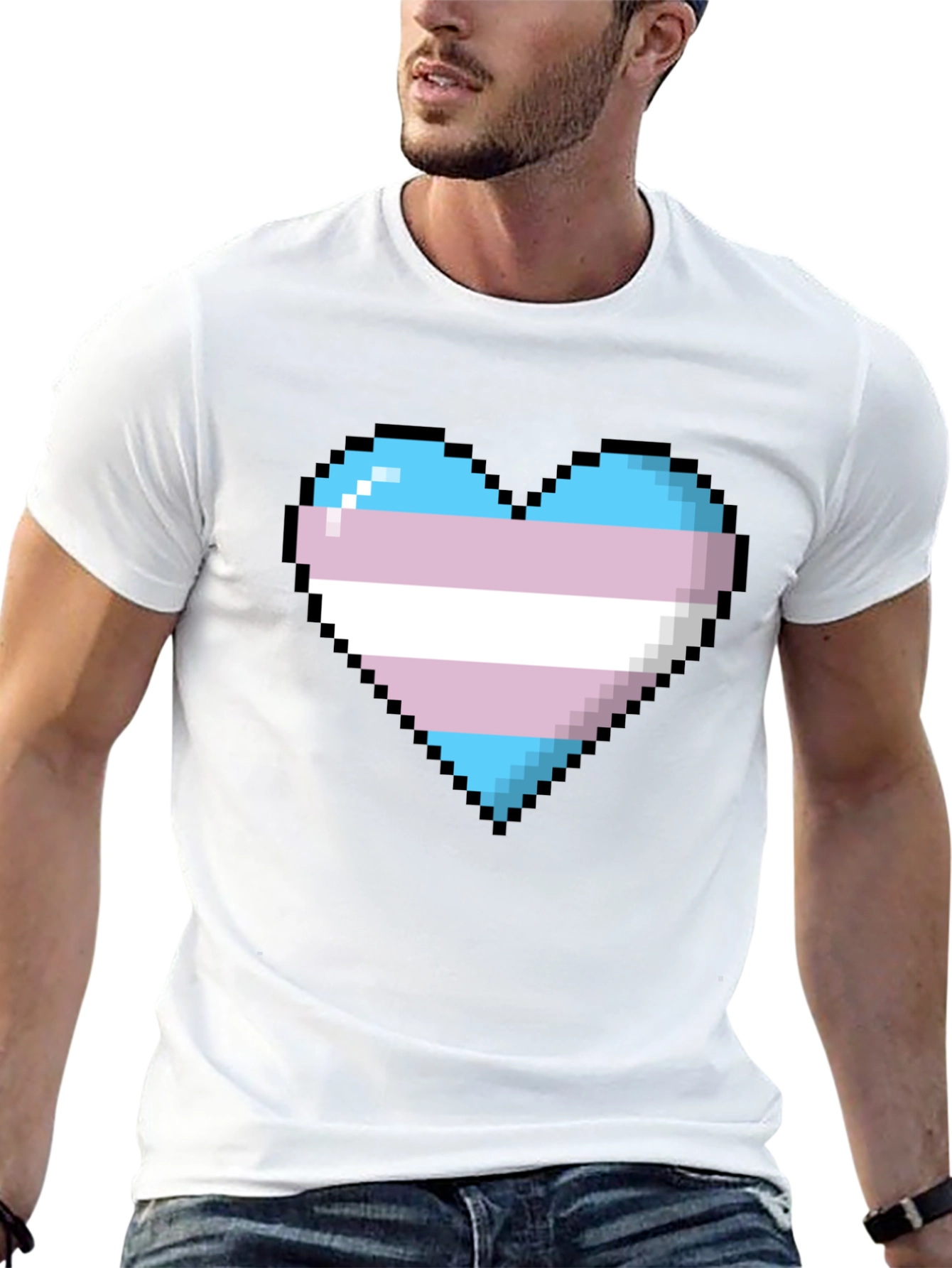 Pixel Trans Pride Heart Graphic Tee