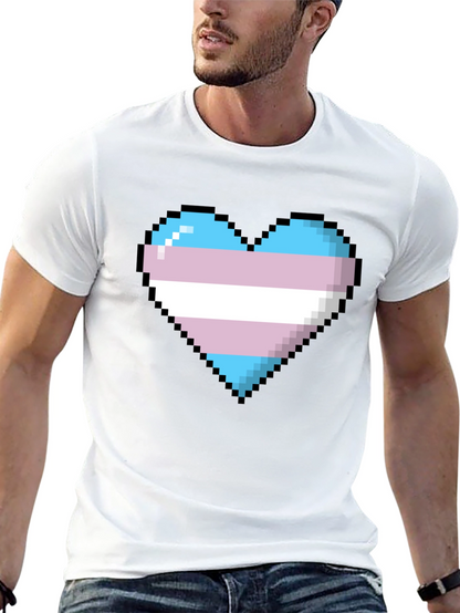 Pixel Trans Pride Heart Graphic Tee