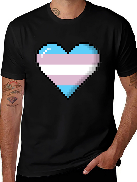 Pixel Trans Pride Heart Graphic Tee
