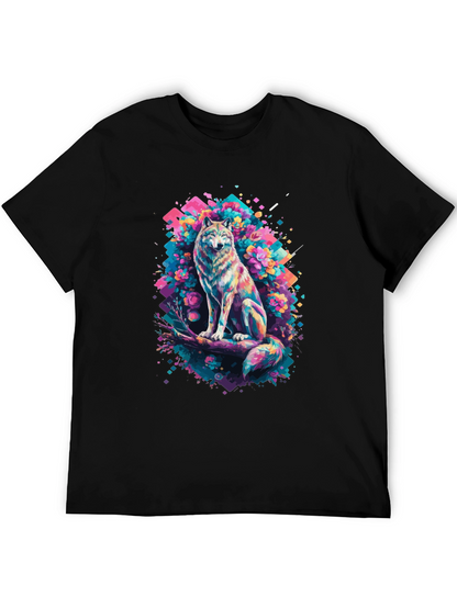Vibrant Wolf Graphic Tee - Unique Art Print