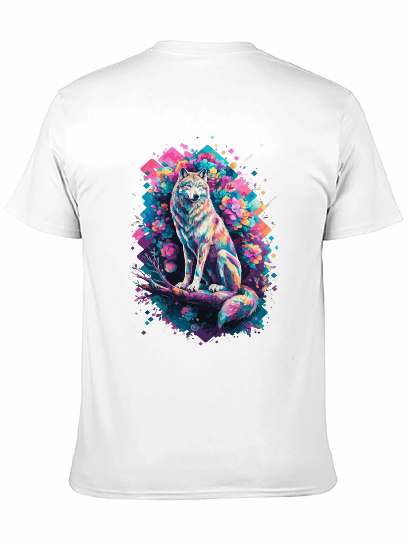 Vibrant Wolf Graphic Tee - Unique Art Print