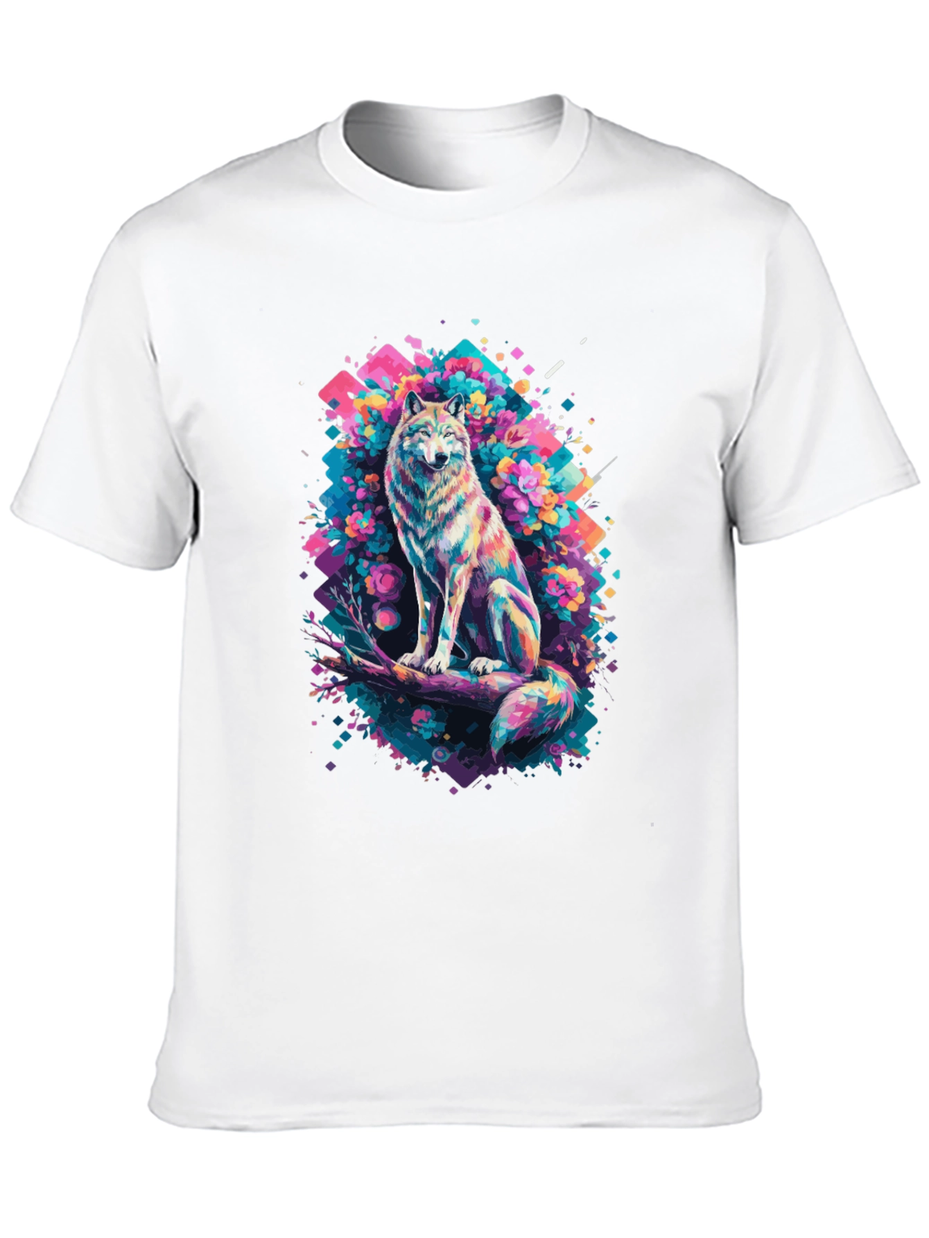 Vibrant Wolf Graphic Tee - Unique Art Print