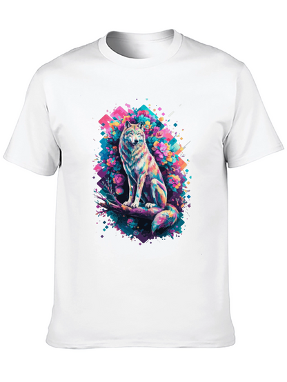 Vibrant Wolf Graphic Tee - Unique Art Print