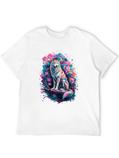 Vibrant Wolf Graphic Tee - Unique Art Print