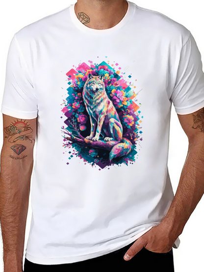 Vibrant Wolf Graphic Tee - Unique Art Print