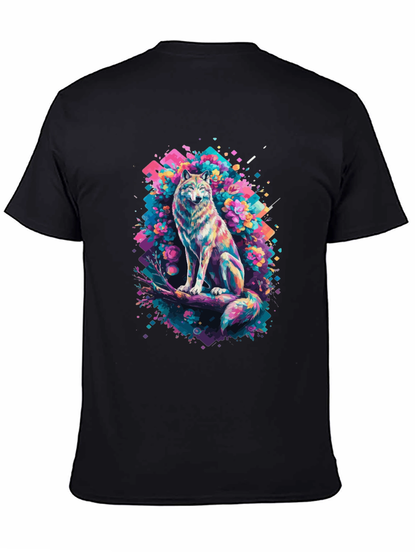 Vibrant Wolf Graphic Tee - Unique Art Print