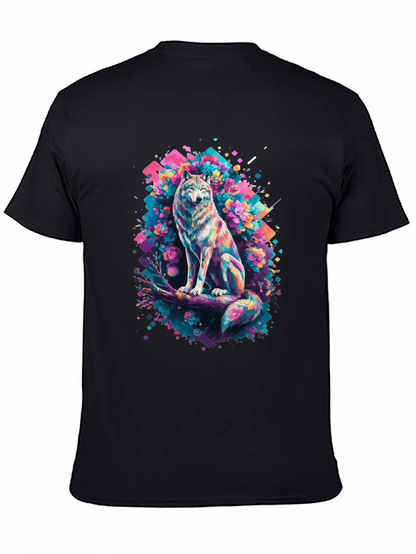 Vibrant Wolf Graphic Tee - Unique Art Print