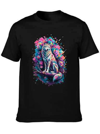 Vibrant Wolf Graphic Tee - Unique Art Print