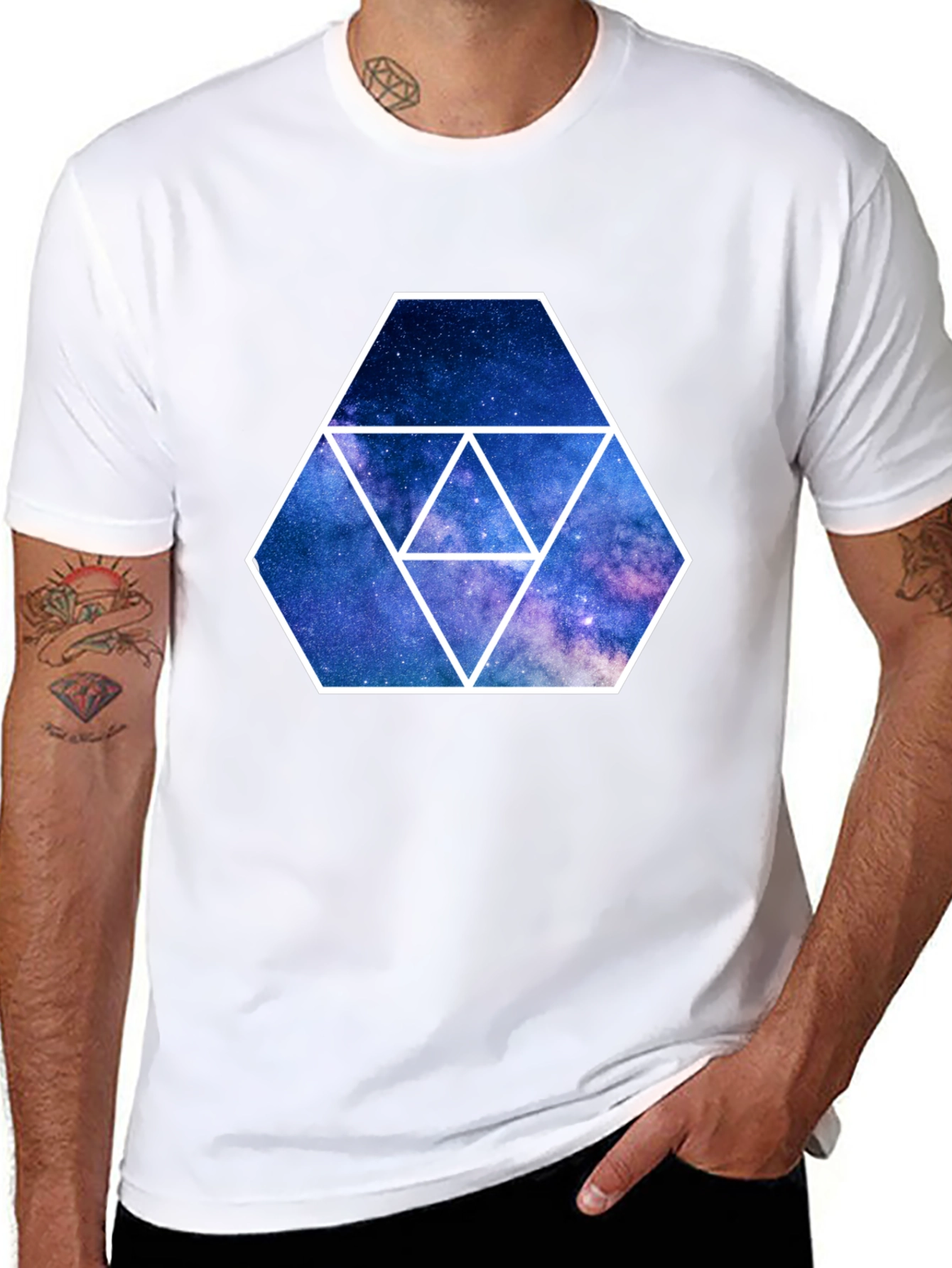 Galaxy Hexagon Graphic Tee - Black