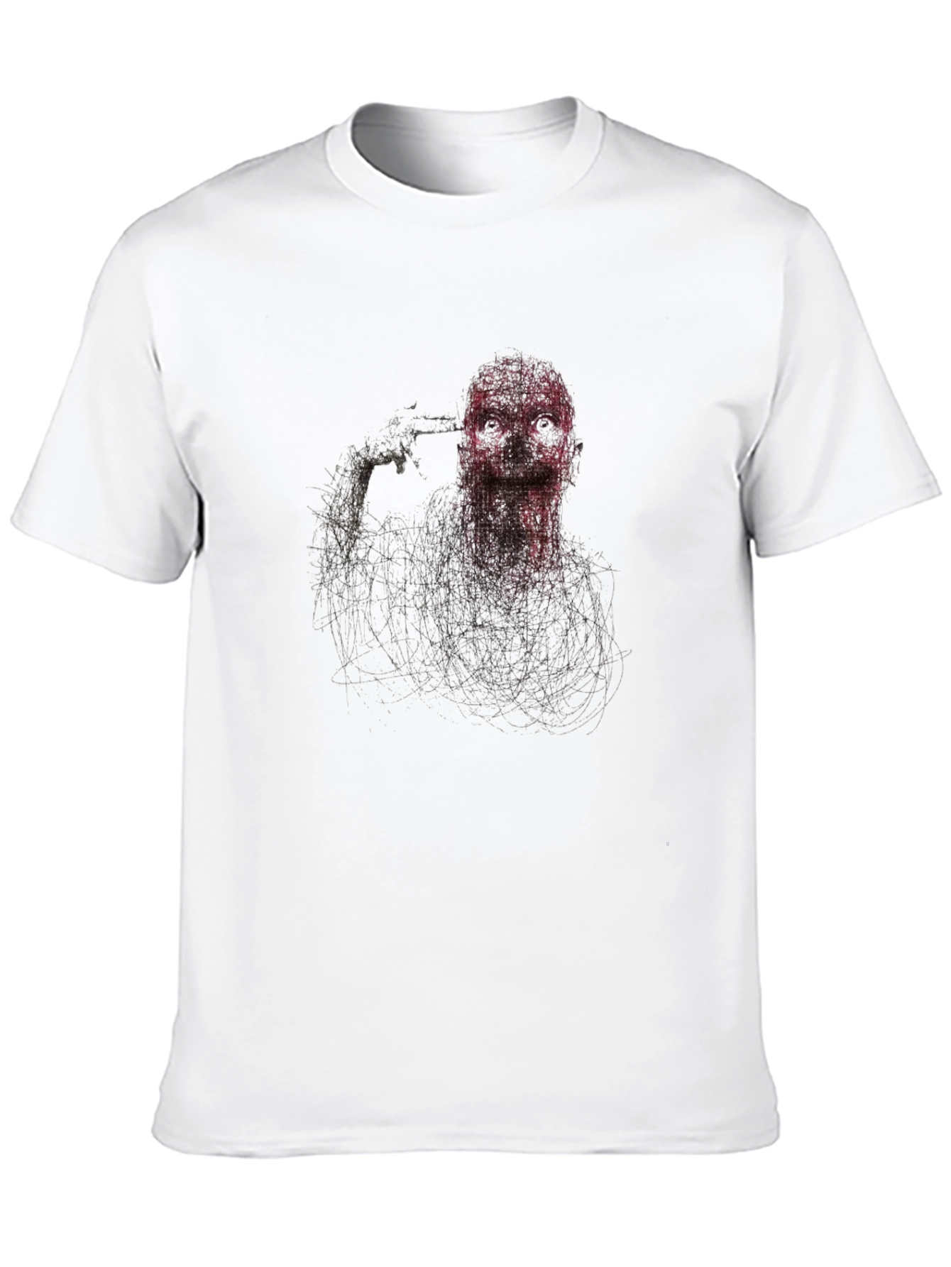 Edgy Graphic Suicide Tee - Black Cotton Blend