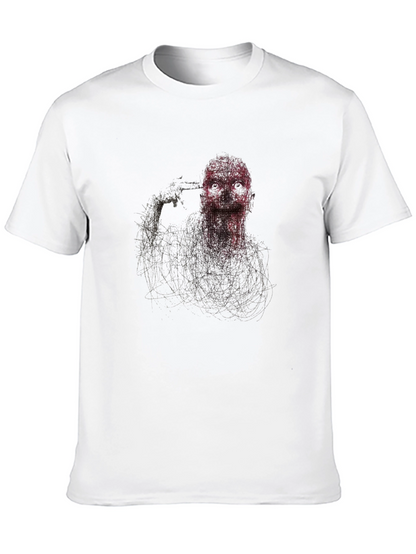 Edgy Graphic Suicide Tee - Black Cotton Blend