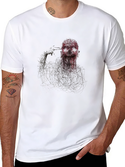 Edgy Graphic Suicide Tee - Black Cotton Blend