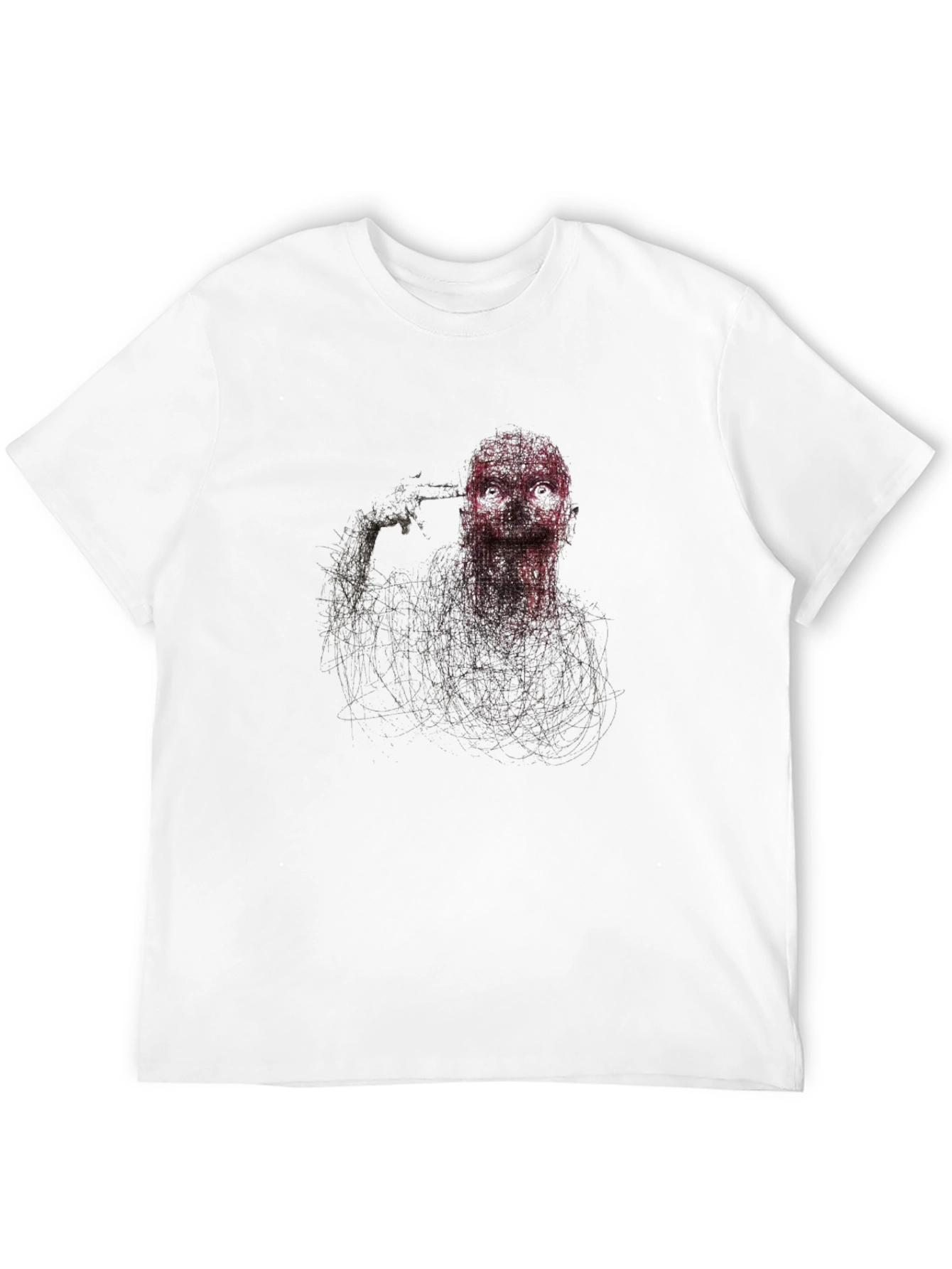Edgy Graphic Suicide Tee - Black Cotton Blend