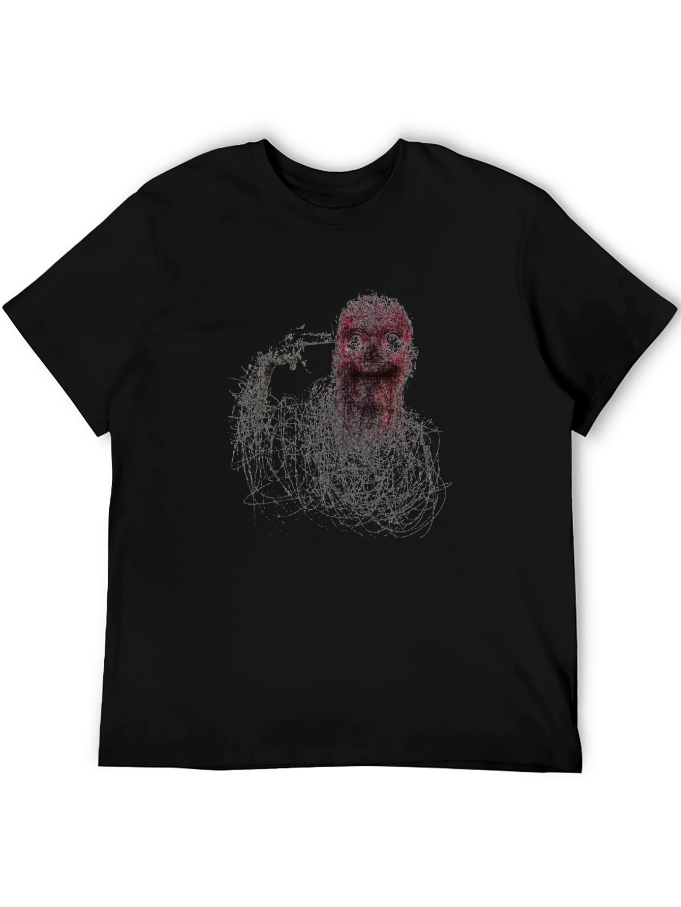 Edgy Graphic Suicide Tee - Black Cotton Blend