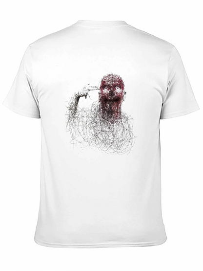 Edgy Graphic Suicide Tee - Black Cotton Blend