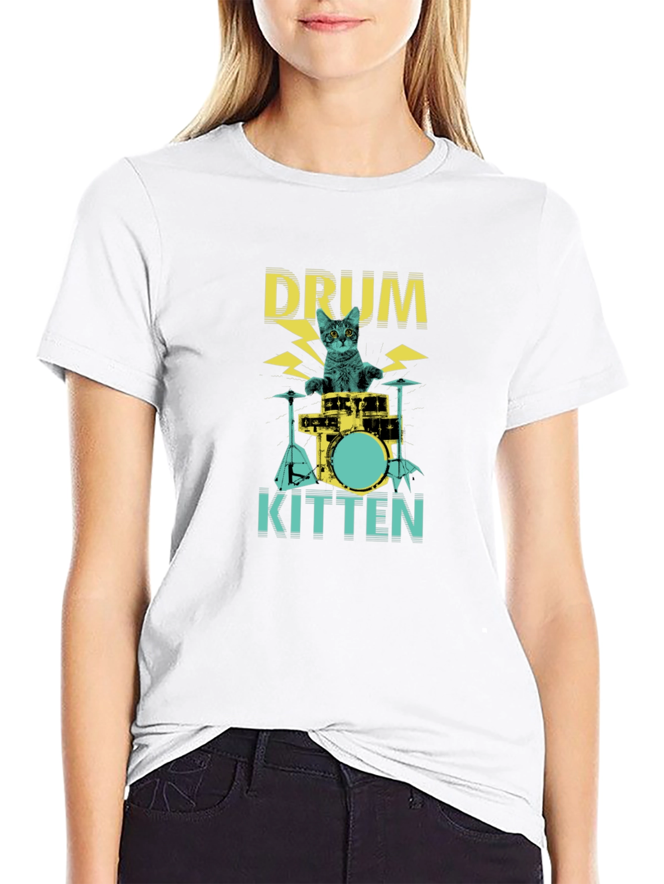 Drum Kitten Black Graphic Tee