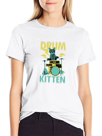 Drum Kitten Black Graphic Tee