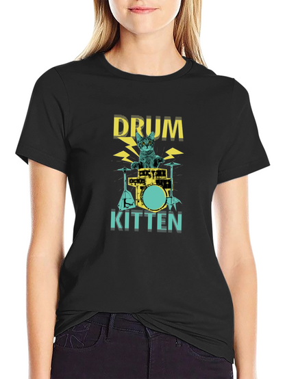 Drum Kitten Black Graphic Tee