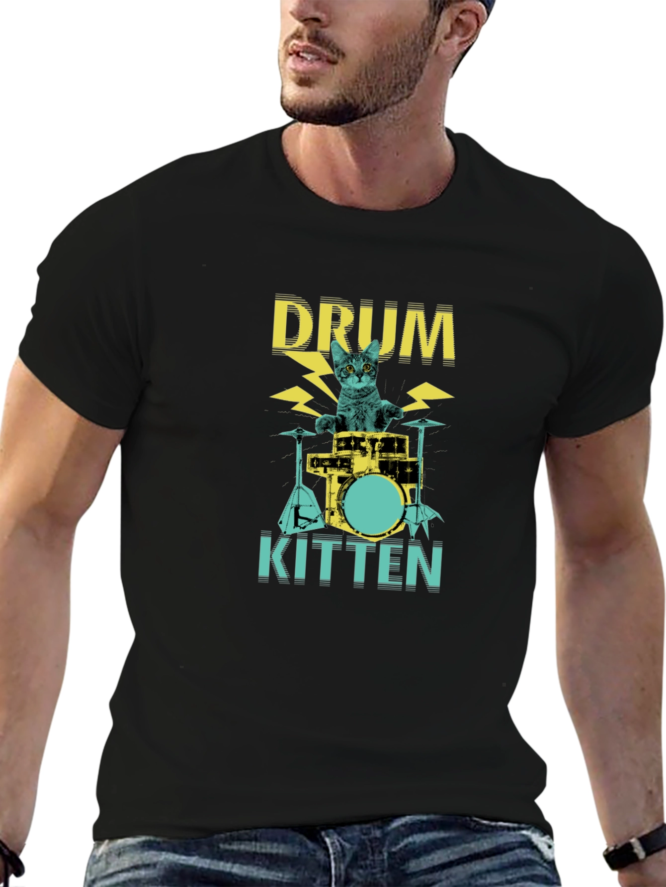 Drum Kitten Black Graphic Tee