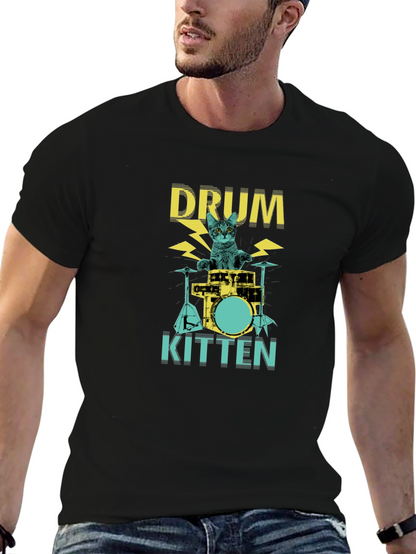 Drum Kitten Black Graphic Tee