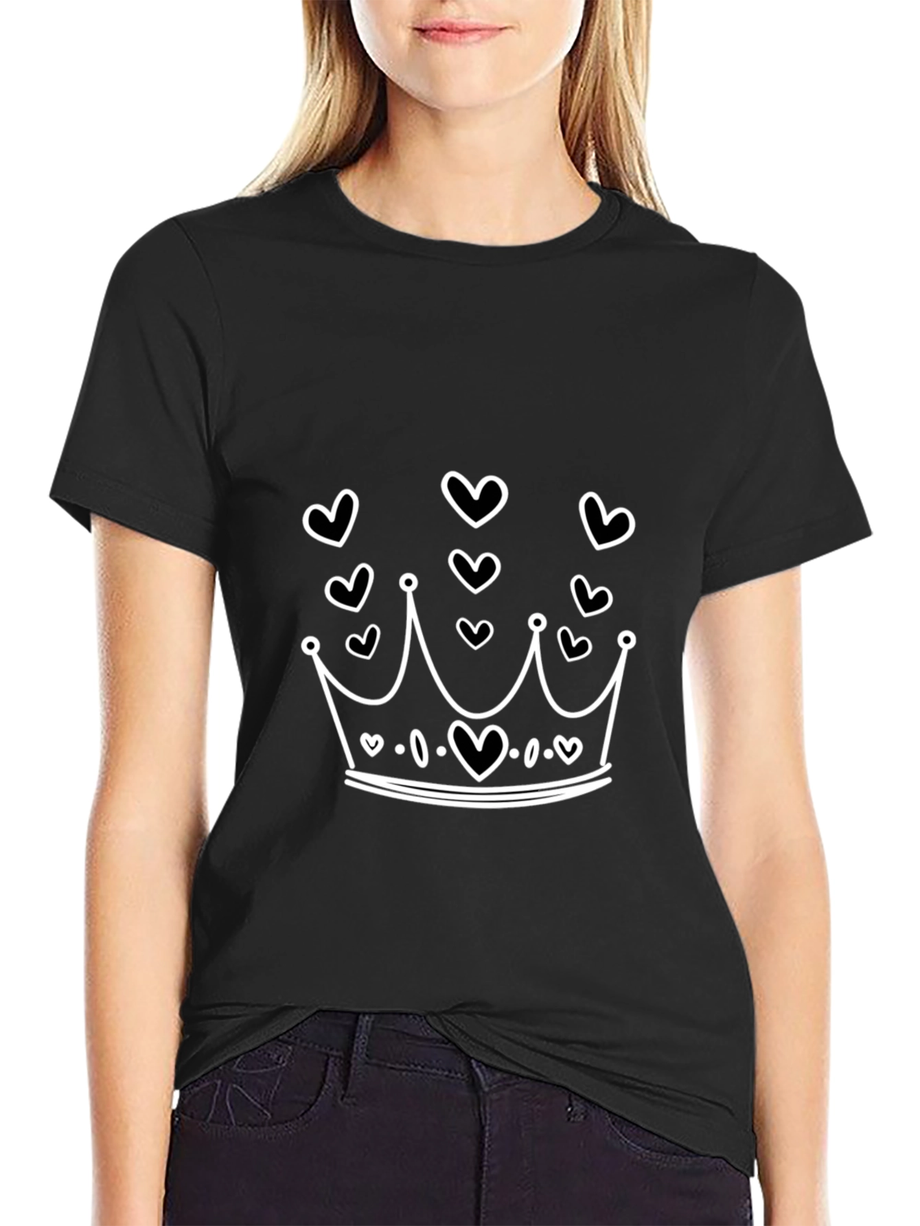 Heart Crown Graphic Tee - Black