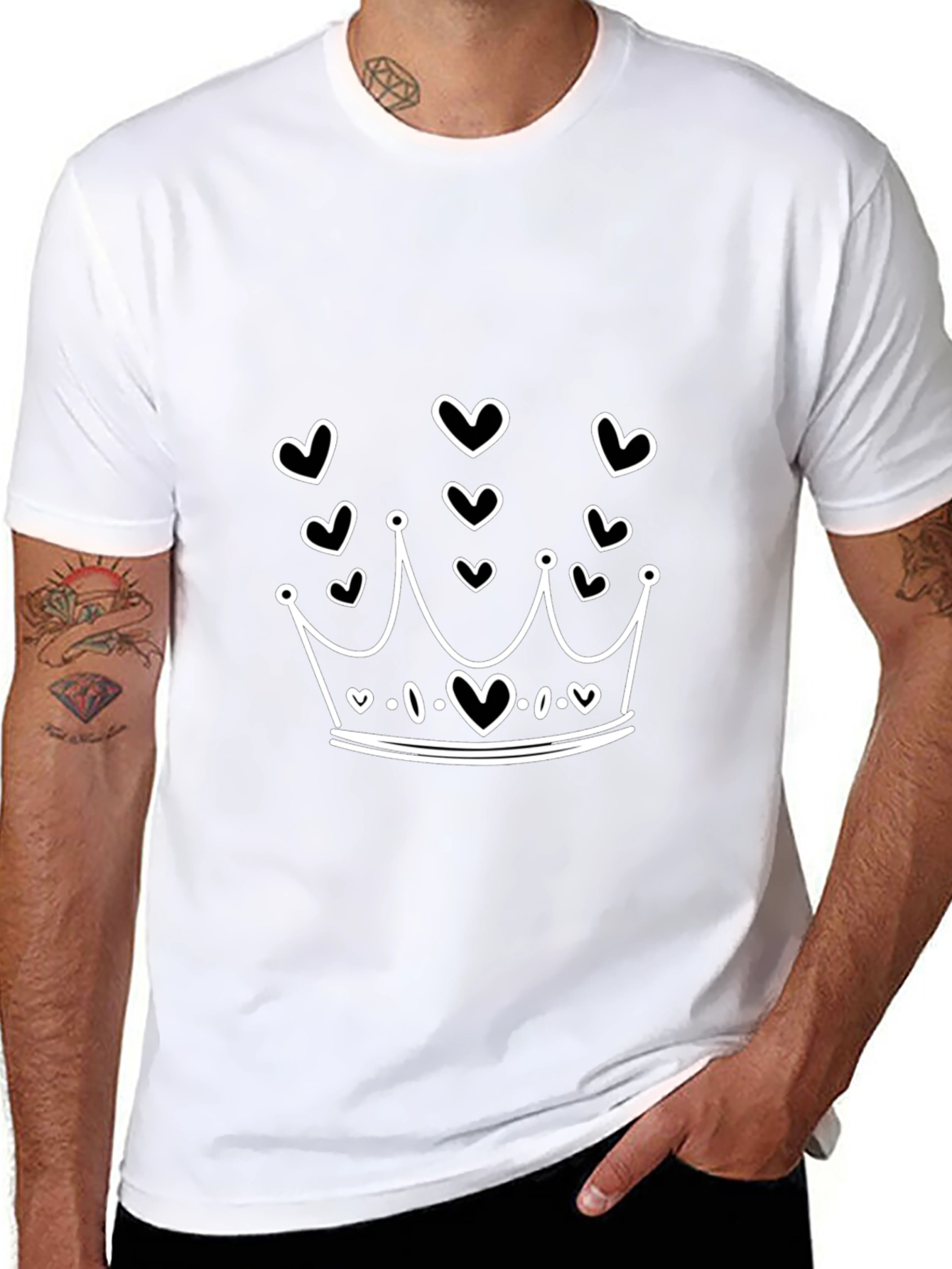 Heart Crown Graphic Tee - Black