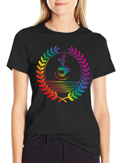 Rainbow Coffee Laurel T-Shirt - Unique Graphic Tee