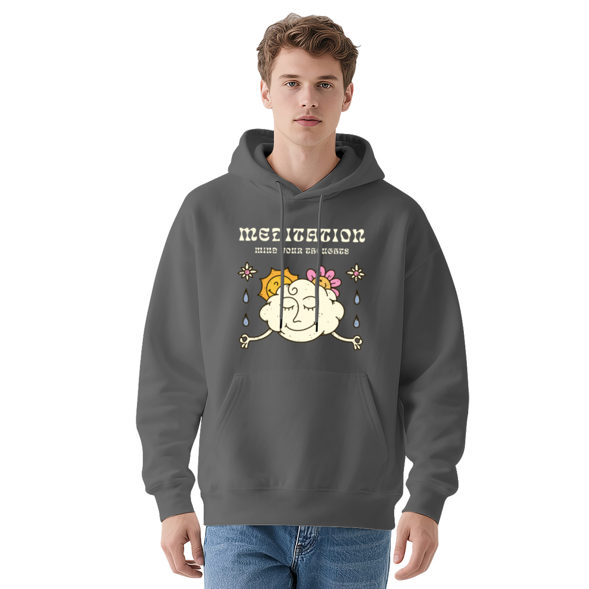 Stylish Pullover Hoodie - Floral Art