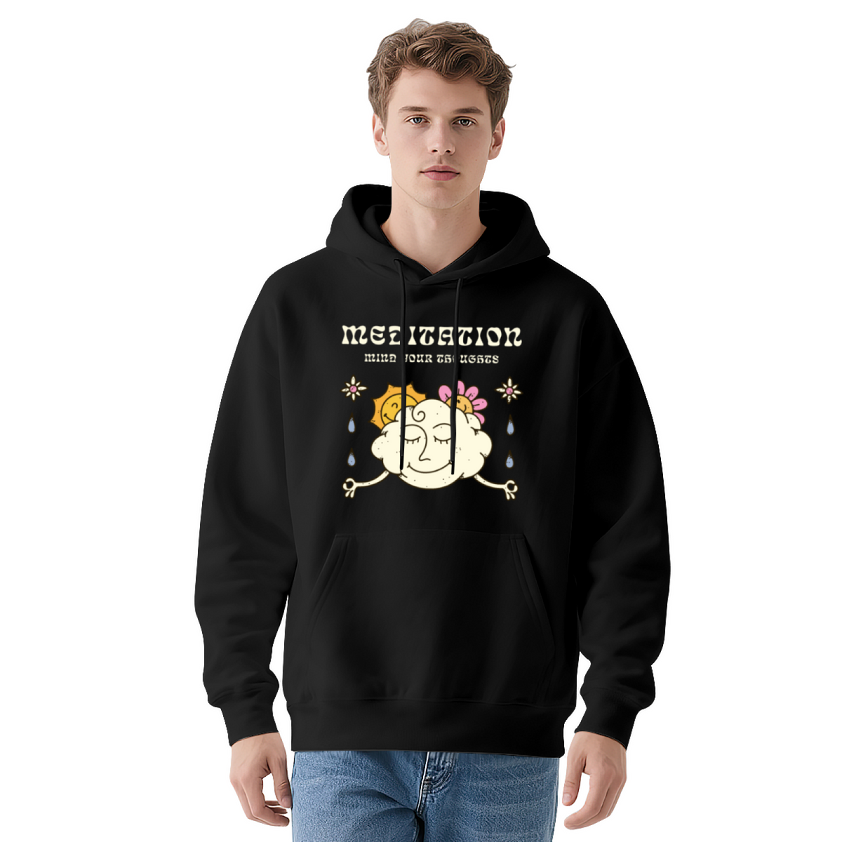 Stylish Pullover Hoodie - Floral Art