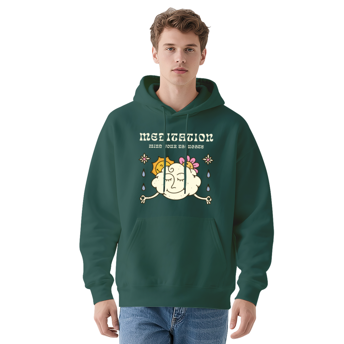 Stylish Pullover Hoodie - Floral Art