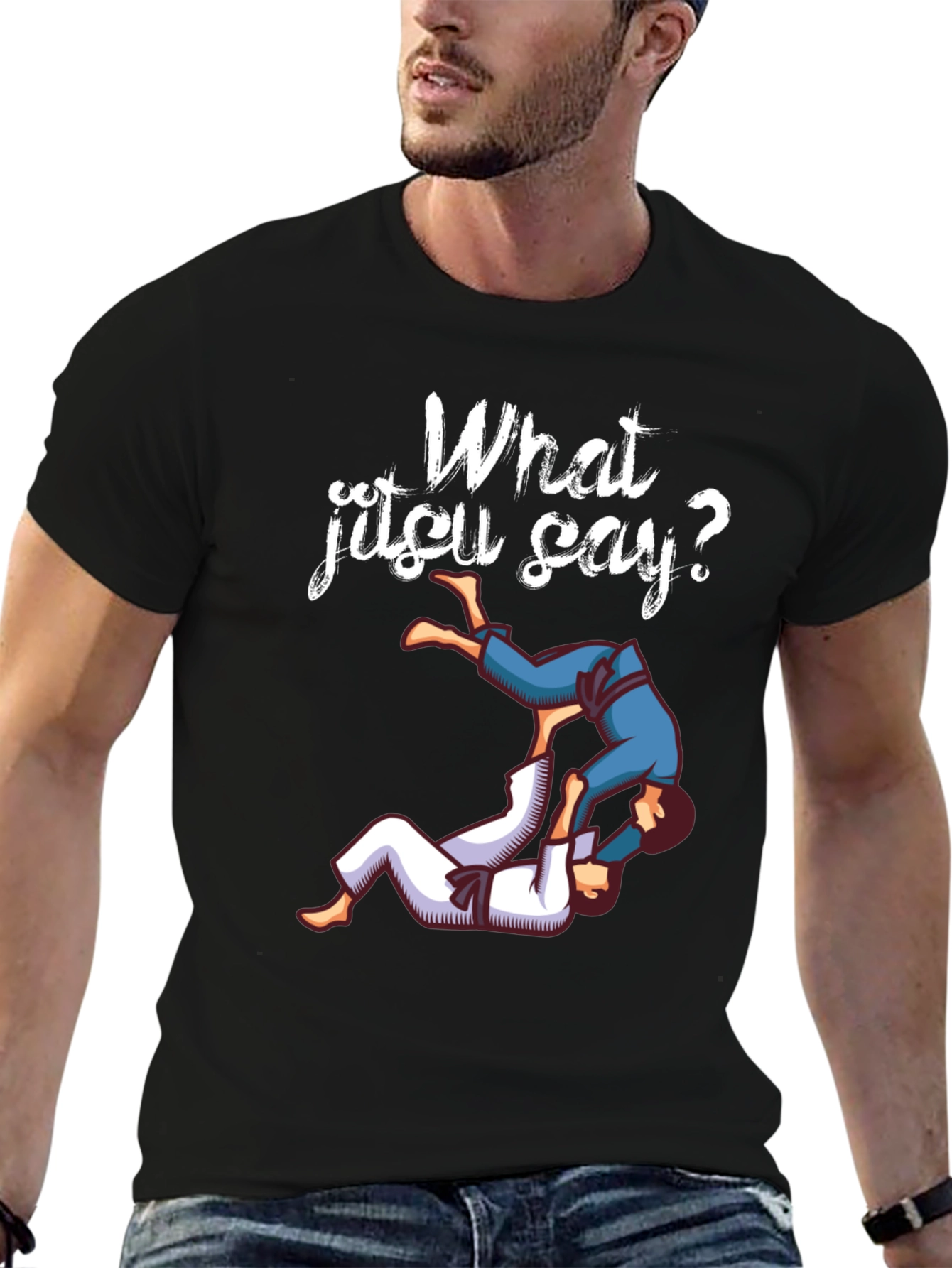What Jitsu Say? Black Graphic Tee