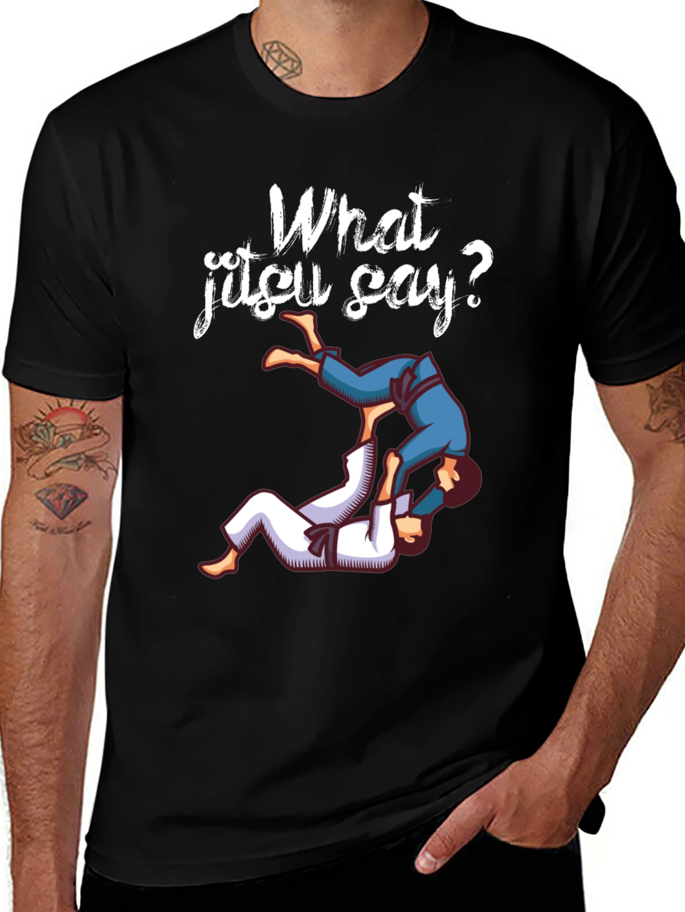 What Jitsu Say? Black Graphic Tee
