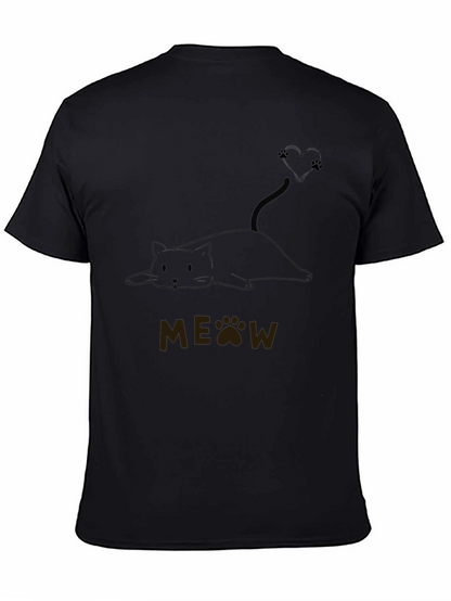 Cute Cat MEOW T-Shirt - Black