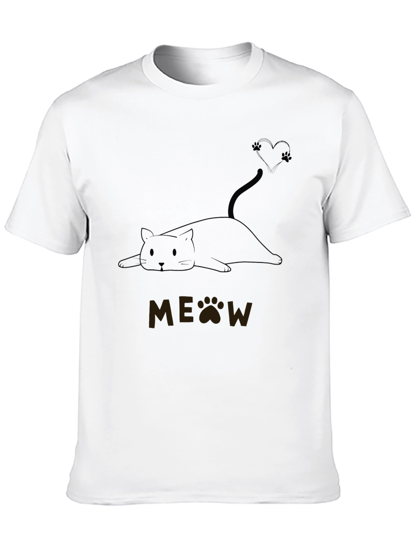 Cute Cat MEOW T-Shirt - Black