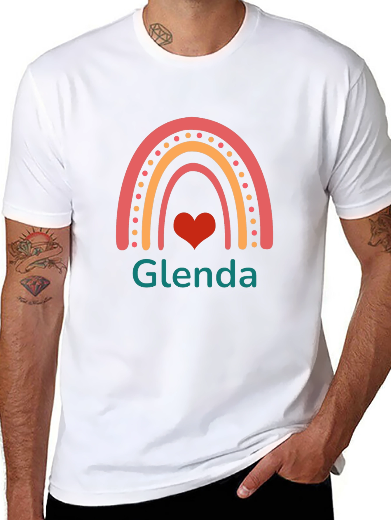 Glenda Rainbow Heart Graphic T-Shirt