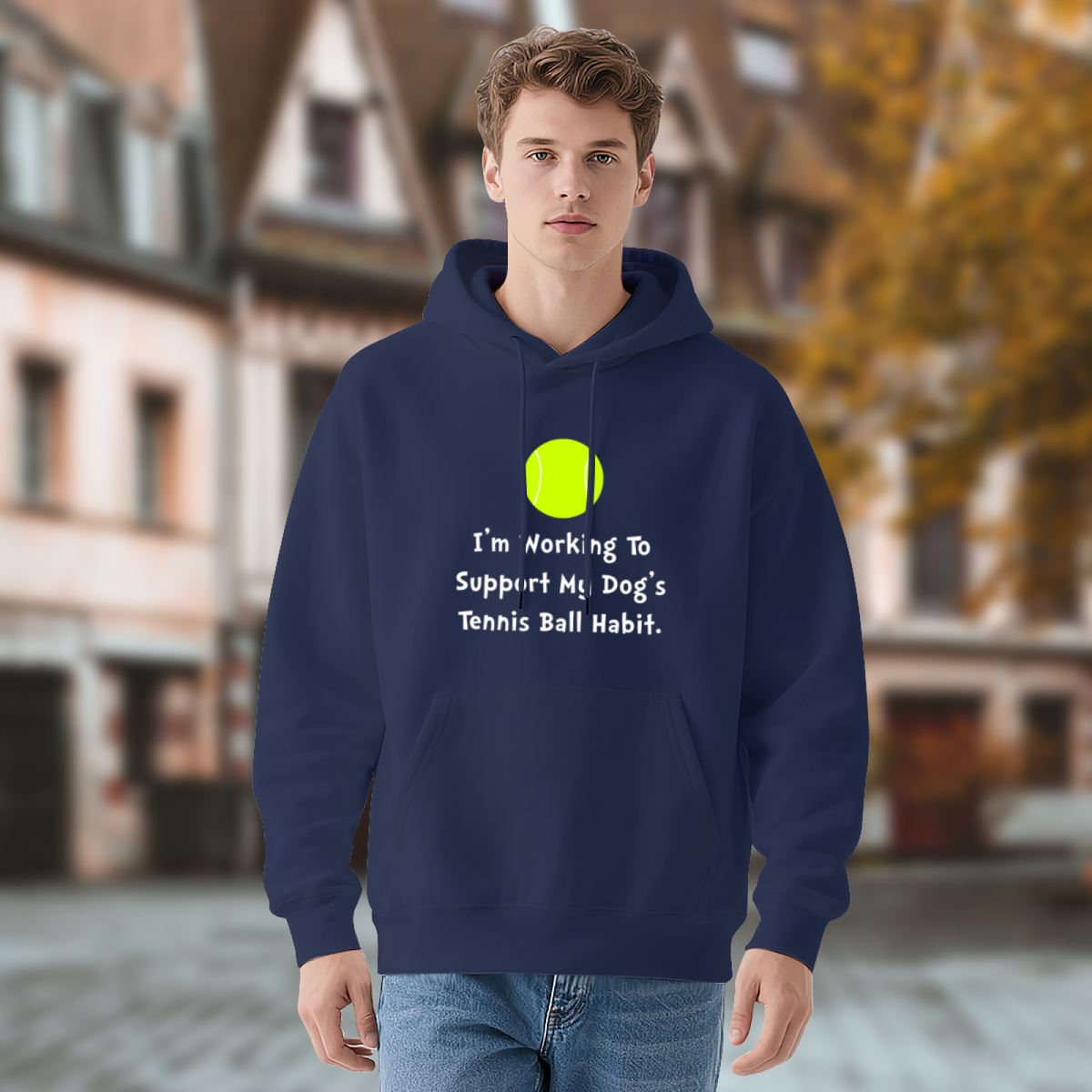Funny Dog Tennis Ball Habit Hoodie