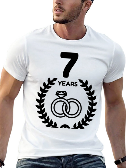 7th Anniversary T-Shirt - Wedding Rings Design