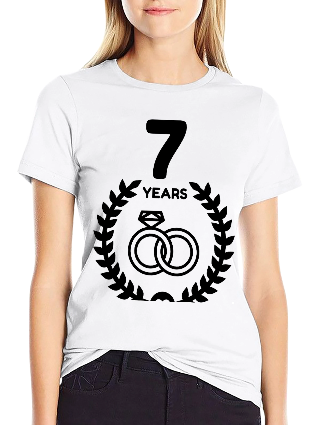 7th Anniversary T-Shirt - Wedding Rings Design